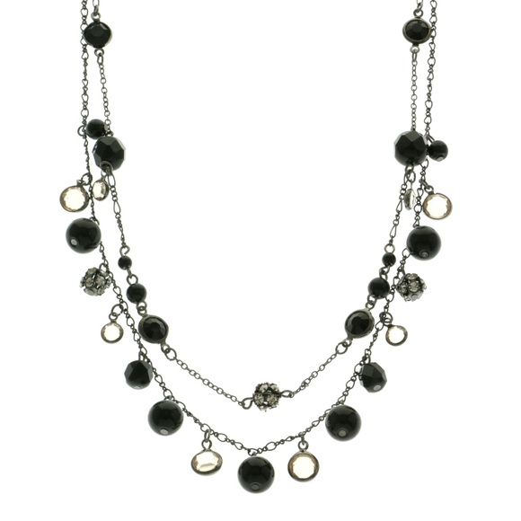 Express Jewelry - Express Layered-Necklace Dark-Silver/Black NWOT